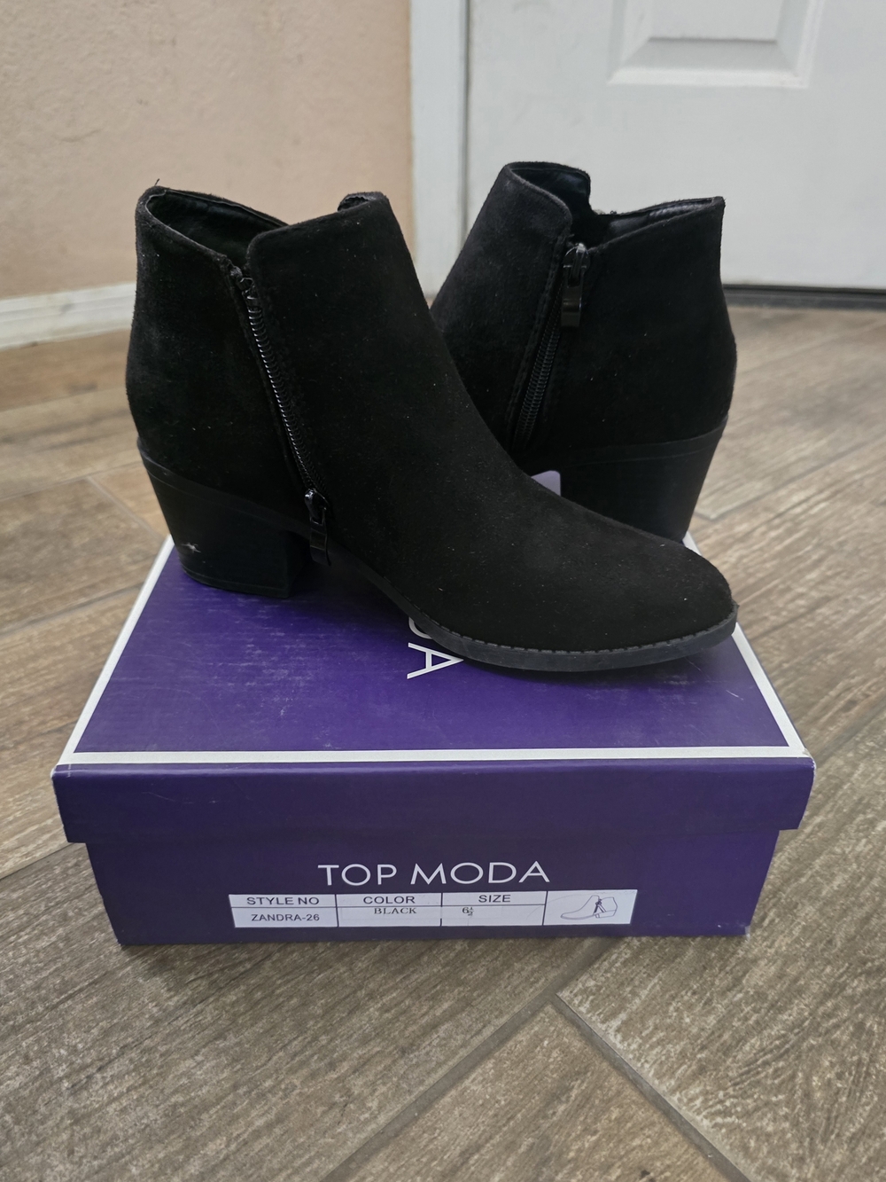 Top Moda Black Suede Ankle Booties NIB